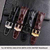 ☇♕◊ Genuine Leather Watchband for Audemars and Piguet Royal Oak Strap Original AP 15710 26470 15703 Cowhide Pin Buckle Wristband 28