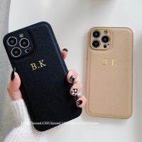 PU นิ่มหนังลายตัวอักษรพิมพ์ชื่อตัวอักษรแบบเกาหลี2เคสโทรศัพท์สำหรับ Iphone 13 12 11 Pro X XR 7 8 Plus ฝาหลังเรียบง่ายสุดหรู