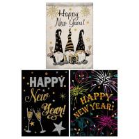 New Year Flags 12x18 Inch Double Sided Happy New Year Decorations Winter Holiday Party Yard Outdoor Decoration for New Year supple