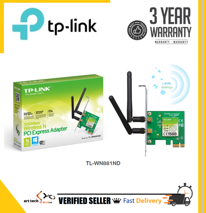 TP-Link TL-WN881ND / WN881ND 300Mbps Wireless N PCI Express Adapter ...