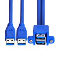 【DT】Combo Dual USB 3.0 Male to Stackable Female Extension Cable 50cm with Screw Panel Mount Holes  hot