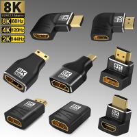 8K HDMI Adapter Male to Female Extender 90 270 Degree Right Angle Mini / Micro HDMI Adapter 8K 60Hz 4K 120Hz For HDTV Laptop PS5 Adapters