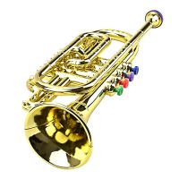 Trumpet Kids Musical Educational Toy ABS Gold Trumpet with 4 Colored