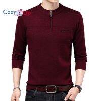 Cozy Up Men S Pullover Sweater Jumper Ribbed Knit Cropped Zipper Knitted Solid Color Stand Collar Stylish Basic Daily Holiday