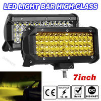 ไฟสปอตไลท์ Led 12v รถยนต์ 24V Yellow Light 7 Inch 144W Combo Led Light Bars Spot Flood Beam for Driving Offroad Boat Car