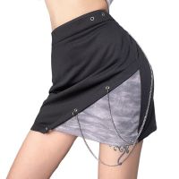 bettingyou ʚ ɞ Goth Punk Black Slim Mini Skirt High Waist Chain Short Skirt Women Streetwear