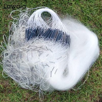 Lawaia 50M White Silk Fishing Gill Nets Monofilament Fishing Gear Accessories Fishing Trap Network 3-Layer Fishnet Plastic Float