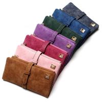 Vintage frosted womens medium length multi card pocket wallet buckle double fold Clutch Wallet wallets forwomen кошелек женский