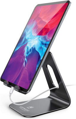 Lamicall Tablet Stand Multi-Angle, Tablet Holder - Desktop Adjustable Dock Cradle Compatible with Tablets Such As iPad Air Mini Pro, Phone 13 Pro 12 Mini 11 XS Max XR X 6 7 8 Plus (4-13 inch), Black