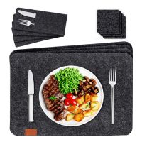 【CW】❖  12 Pcs Fashion Rectangle Felt Placemat Multifunctional Practical Convenient Cup Coaster Table Mats Set Hot Sale Cheap