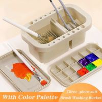 Brush Washing Bucket Brush Box Multi-function Pen Holder Art Supplies Oil-based Acrylic Watercolor Tool Art Palette Pen Holder Cups  Mugs Saucers