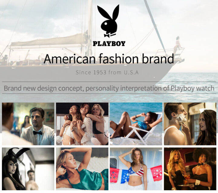 playboy-นาฬิกาหรูสำหรับผู้หญิง-ใหม่สแตนเลสกันน้ำสีทองเงิน