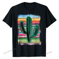 Funny Cactus Serape Cactus Print Turquoise T-Shirt Oversized Printed T Shirts Cotton Men Tees Casual