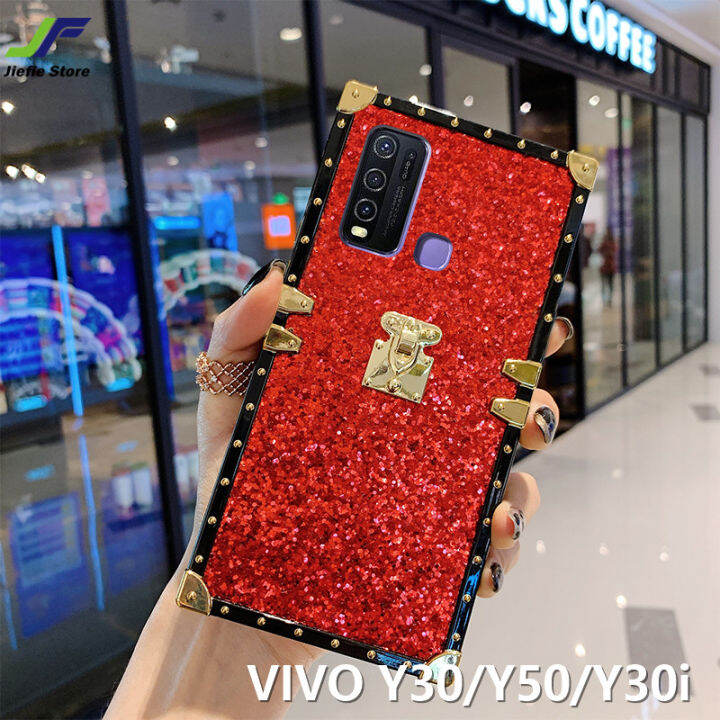 jiefie-เคสมือถือสำหรับ-vivo-y30-vivo-y50-vivo-y30i-vivo-y76-vivo-y76s-y72เคสโทรศัพท์กรอบกรอบตอกหมุดแบรนด์กระแสแฟชั่นแวววาว