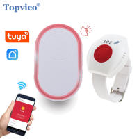 Topvico WIFI ปุ่มตื่นตระหนกสำหรับผู้สูงอายุปลุก SOS สร้อยข้อมือนาฬิกาการแจ้งเตือนการล่มสลายอาวุโสฉุกเฉินไร้สายผู้ดูแลเพจเจอร์ Tuya