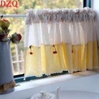 【YD】 French Patchwork Cotton Fabric Short Curtains for Room Korean Half  A415