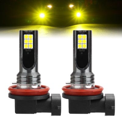 New Pair  H11 H8 Car Fog Lamp Bead LED Fog Light Bulb 54W Headlamp 3000K Golden Yellow Car Light Source Fit 12V 24V Vehicle Bulbs  LEDs  HIDs