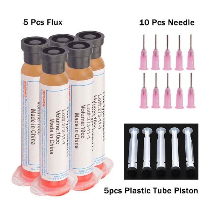 5pcs/set 10cc Solder Soldering Paste Flux Grease With 10pcs Needle ...