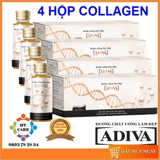 Hcmcombo 4 hộp collagen adiva - hộp 14 chai 30ml - ảnh sản phẩm 1