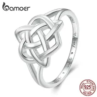 Bamoer 925 Sterling Silver Celtic Knot แหวนใส่นิ้วสำหรับของขวัญวันเกิดของขวัญวันวาเลนไทน์ Platinum ชุบเครื่องประดับ SCR908