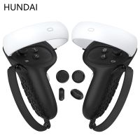 HUNDAI อุปกรณ์เสริม VR ฝาครอบป้องกันใหม่สำหรับ Oculus Quest 2 VR เครื่องควบคุมแบบสัมผัสเคสซิลิโคนแบบบางมือจับพร้อมสนับมือ