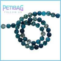 PETIBAG 47 PCS สีฟ้าสีฟ้า ลูกปัดอัญมณีธรรมชาติ หินโมราหลอดเลือดดำมังกร อัญมณีธรรมชาติอัญมณี ลูกปัดหลอดเลือดดำมังกรน้ำเงิน ทำเครื่องประดับ DIY 8mm คะ ลูกปัดหลวมๆ กำไลข้อมือสร้อยข้อมือ