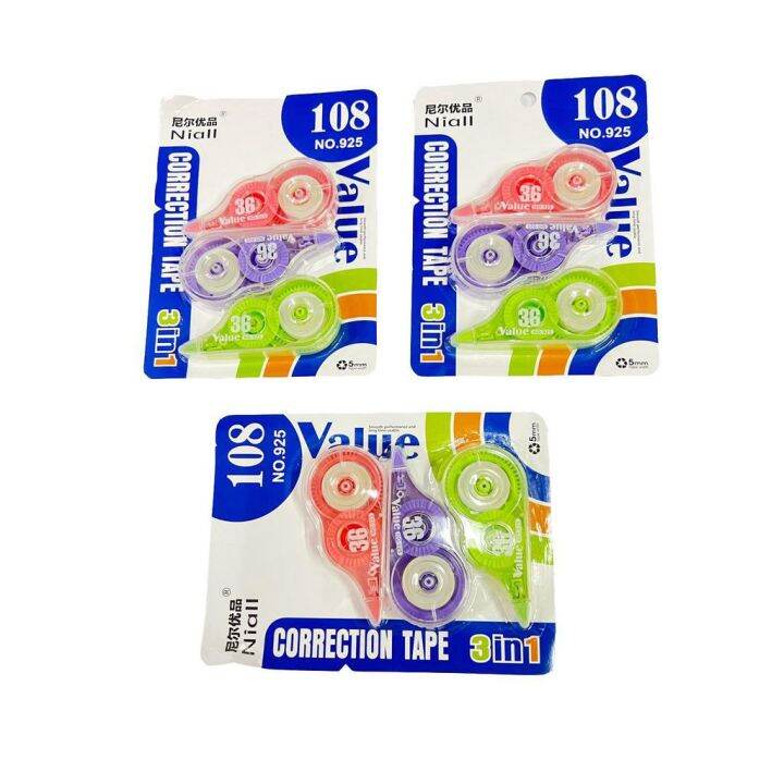 CSQUARE 925 3 IN 1 108 METERS CORRECTION TAPES FOR SCHOOL AND OFFICE