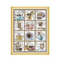 December coffee cross stitch kit cartoon 14ct 11ct count print canvas stitching embroidery DIY handmade needlework