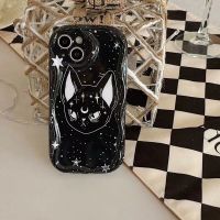 For Huawei P30 Lite P40 Pro P60 Nova 11 10 9 SE 7i 5T Dark Cat Cartoon for Honor X5 X7 X8 X9 50 70 80 Black Wave Soft Phone Case