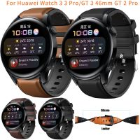 ● 22mm skórzana opaska silikonowa dla Huawei zegarek 3 3 Pro inteligentny zegarek paski dla Huawei zegarek GT 3 46mm GT 2 Pro bransoletka