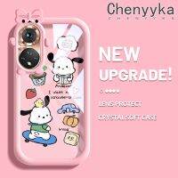 Chenyyka เคสสำหรับ Honor 50เคสการ์ตูนน่ารักแฟชั่น Pochacco เคสโทรศัพท์โปร่งใสกันกระแทกสร้างสรรค์ป้องกันเลนส์กล้องมอนสเตอร์ตัวน้อยเคสซิลิโคนใส