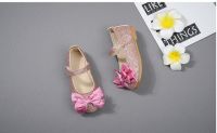Flowers Children Girls Sequins Purple Gold Princess Shoes For Kids Baby Little Girls Party Wedding Dance Single Shoes New 2022TH