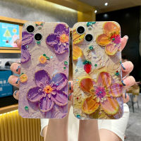 3D flowers phone case for iphone 13 13pro 13promax 12 12pro 12promax 11 11pro 11promax painting pattern Case X Xs Xr XsMax for girl man iphone Cute phone case 7 7plus 8 8Plus elegant style new popular phone case diamond simple