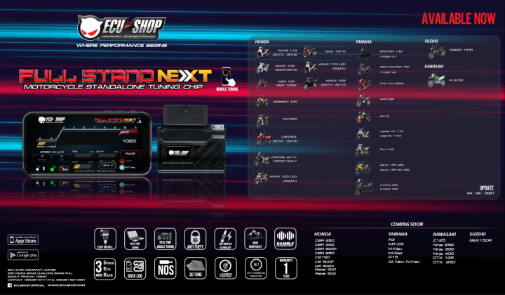 กล่องซิ่ง-full-stand-next-wave110i-ปี2012-2017-แรงม้า-แรงบิดเพิ่ม-จูนผ่านแอพพลิเคชมือถือ-ฟังก์ชั่นเด็ดๆ-เพียบ-ecushop-ของแท้-ส่งฟรี