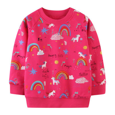 Fashion Girls Sweatshirts for Autumn Winter Unicorn Baby Sweaters Cotton Rainbow Childrens Hoodies Top Clothes Sweater T-shirt