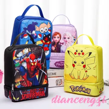 Anime Pokemon Pikachu New Children's Portable Lunch Box bag Snack milk  Fruit Storage Bag Creative Double-layer Student lunch Bag