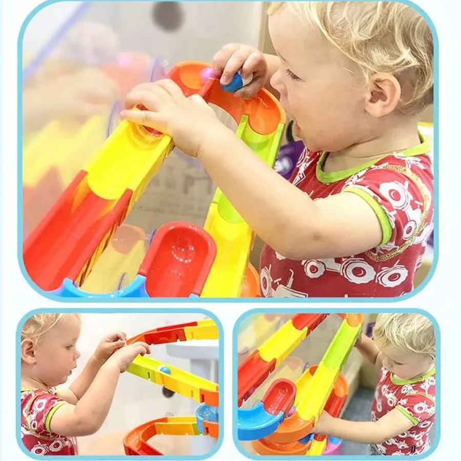 Baby Bath Track Toys Water Games Marble Run Race Maze Suction Cup