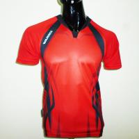 เสื้อฟุตบอลพิมพ์ลาย WA-1529 (สีแดง-ดำ)
