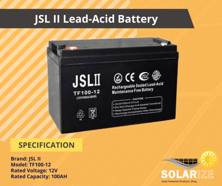 SOLARIZE Solar Battery JSL II 12V 100AH Lazada PH