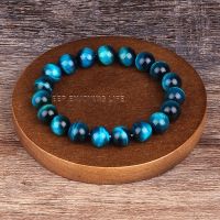 【NOV】 Minimalist 6mm 8mm 10mm Lake Blue Tiger eyes Beads Bracelet Men Natural Stone Braslet For Man Handmade Casual Jewelry Pulseras