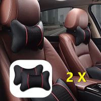 ◘ 2X Car High-grade PU Leather Neck Pillow for Ford Focus Mondeo MK3 S-MAX C-MAX Mustang Galaxy Fiesta FUSION MK6 Accessories