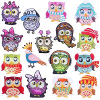 Cartoon Lovely Owl Embroidered Patches for Clothing Stickers Applique Cute Birds Iron On Pathes On Clothes Stripe Clothing Patch