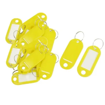 20pcs Key ID Tags Name Card Labels Keyring Keychain Yellow