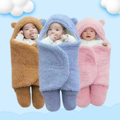 BM ผ้าห่มห่อตัวทารกผ้าห่มผ้าฟลีซแกะหนาฤดูใบไม้ร่วงและฤดูหนาวหนาทารกแรกเกิดห่อตัวทารกแรกเกิด