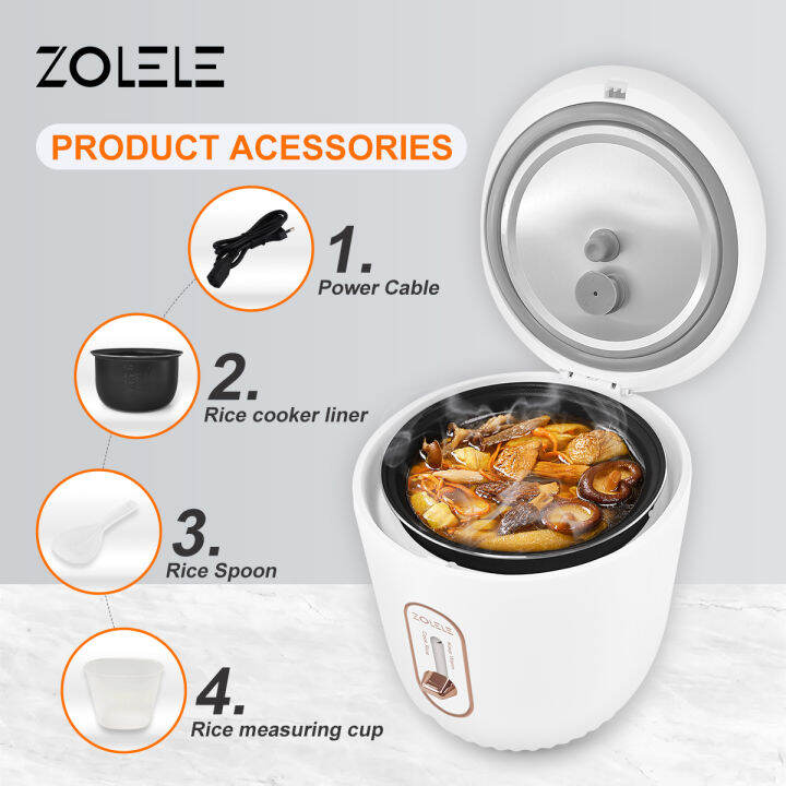 ZOLELE 1.6L NonStick Mini Rice Cooker KEEP WARM with Steaming Tray For