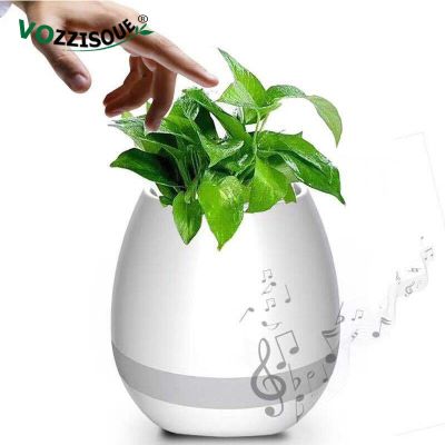 Bluetooth Speakers Music Flowerpot Smart Plant Pots Plastic Pot Finger Touch LED Night Light Home Design Desk Decorative Vasen