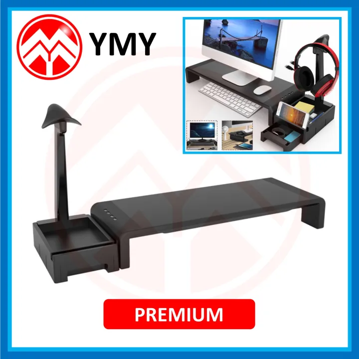 [4 USB Ports] Computer PC Monitor Base Stand Desktop Organizer Monitor ...