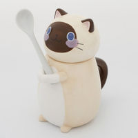 New Cute Cat Ceramics Coffee Mug With Spoon Creative Hand Painted Drinkware Milk Tea Cups Novelty Gifts