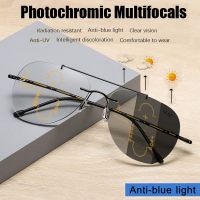 Rimless Transition Photochromic Multifocal Reading Glasses Men Women Progressive Smart Hyperopia Eyeglasses Anti Blue Light Gogg