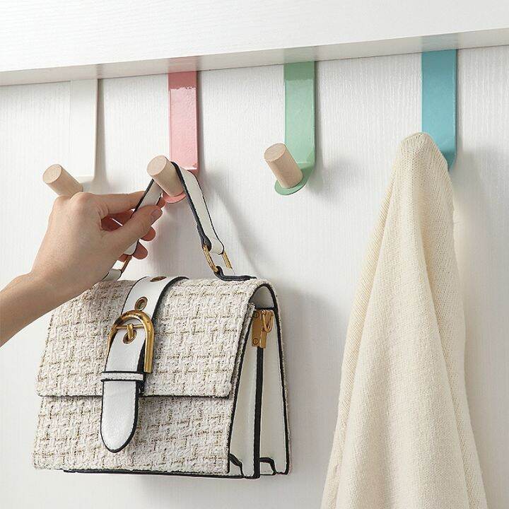 yf-10pcs-carbon-steel-door-back-hook-bedroom-kitchen-wardrobe-wall-hanger-holder-coat-free-punching-bathroom